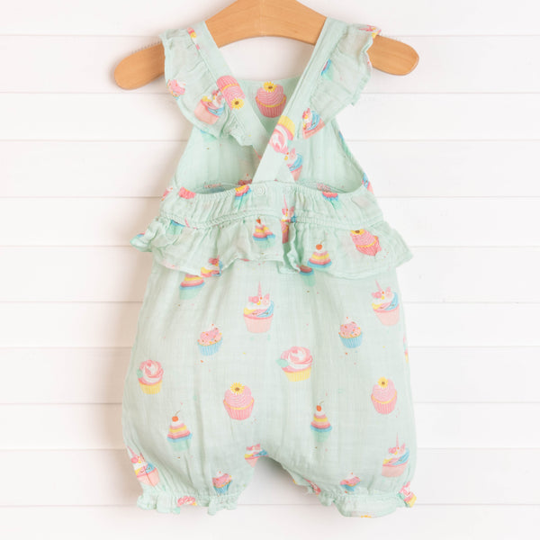 Angel Dear Cupcake Muslin Ruffle Shortie Romper, Mint