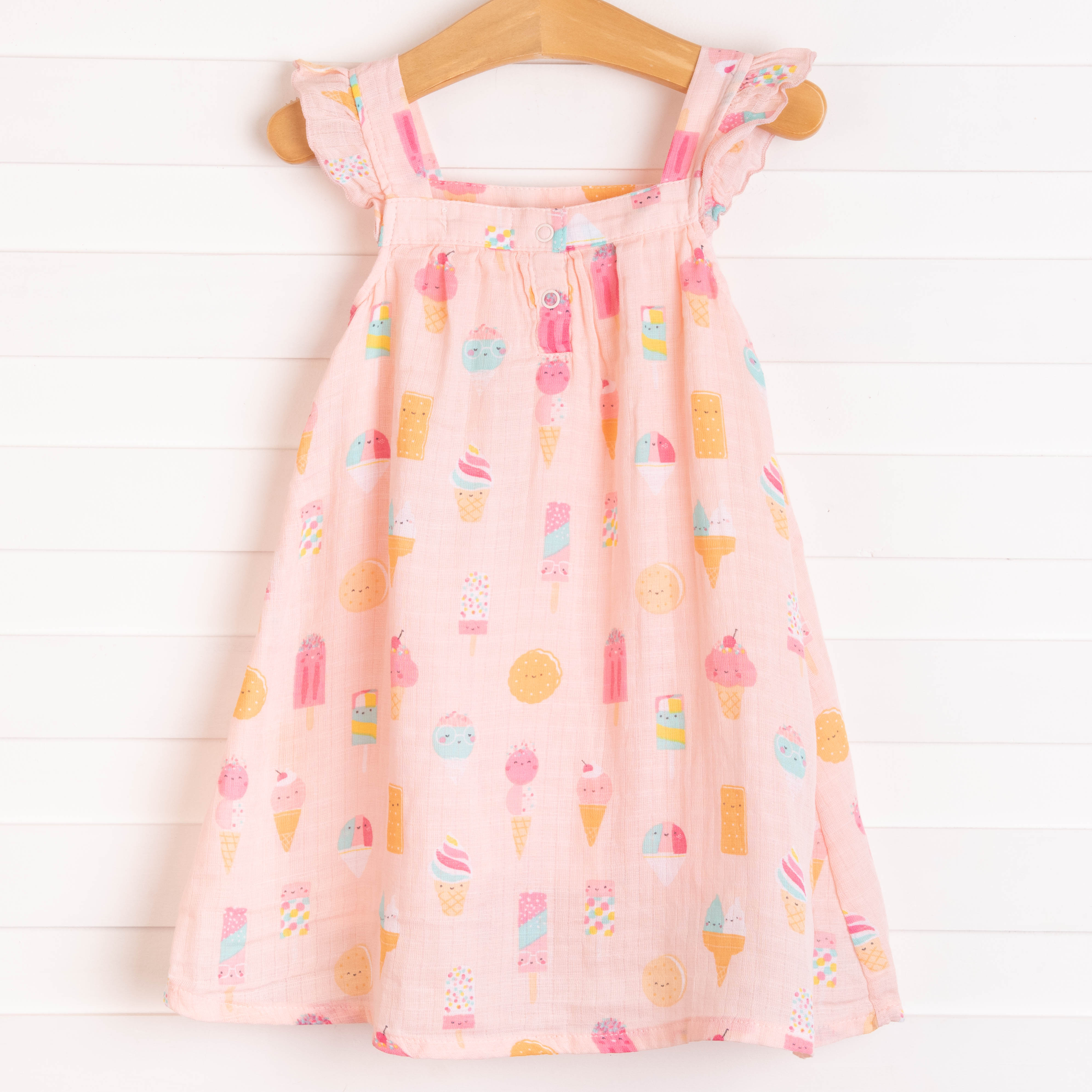 Angel Dear Ice Cream Muslin Sundress, Pink Stitchy Fish Angel Dear Ice Cream Muslin Sundress, Pink Stitchy Fish