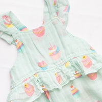 Angel Dear Cupcake Muslin Ruffle Shortie Romper, Mint