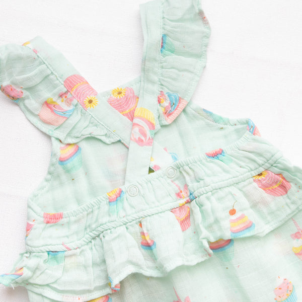 Angel Dear Cupcake Muslin Ruffle Shortie Romper, Mint