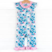 Little Dreamer Ruffle Romper, Blue