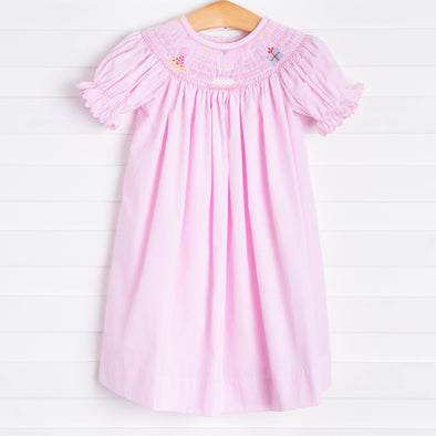 Birthday Smocked Dress, Pink