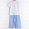 Puppy Smocked Pant Set, Blue