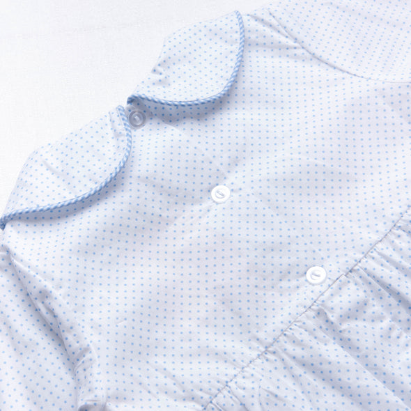 Birthday Smocked Bubble, Blue Bitty Dot