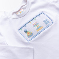 Birthday Smocked Pant Set, Blue Gingham