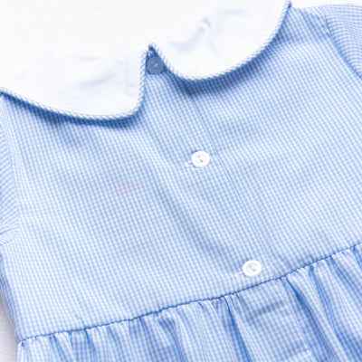 Puppy Smocked Romper, Blue