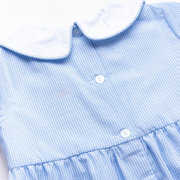 Puppy Smocked Romper, Blue