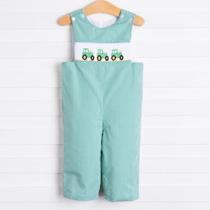 Tractor Smocked Jon Jon, Green