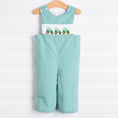 Tractor Smocked Jon Jon, Green