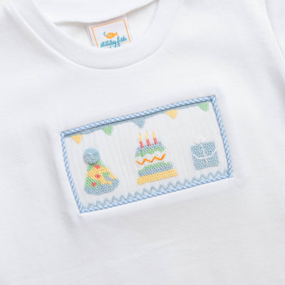 Birthday Wish Smocked Short Set, Blue