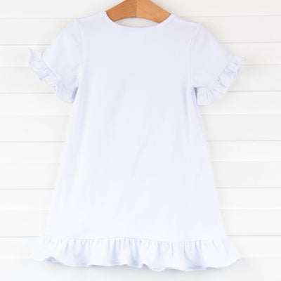 Clover Cutie Applique Dress, White