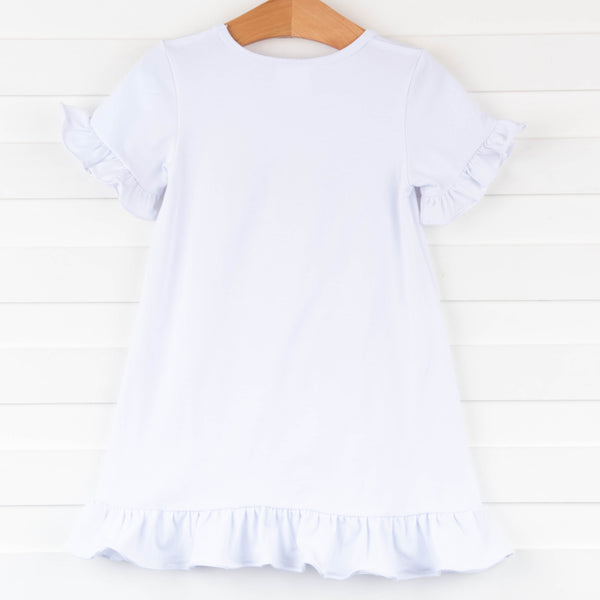 Clover Cutie Applique Dress, White