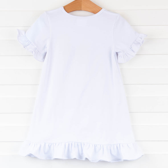 Clover Cutie Applique Dress, White