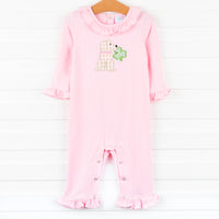 Lucky Pup Applique Romper, Pink