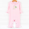 Lucky Pup Applique Romper, Pink