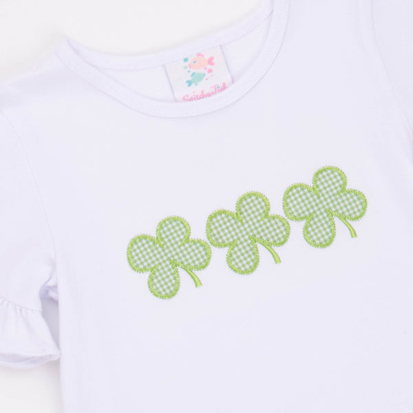 Clover Cutie Applique Dress, White