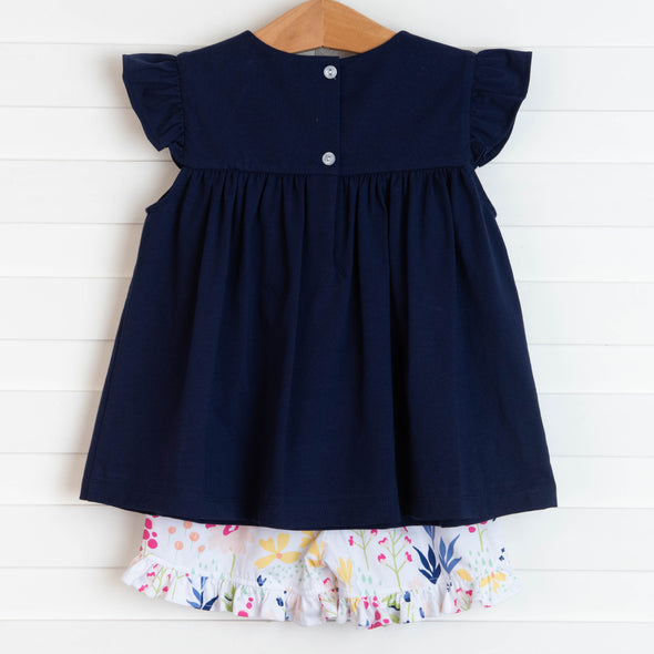 Fresh Air Florals Short Set, Navy