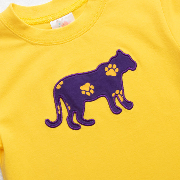 Louisiana Applique Paw Print Short Set, Purple