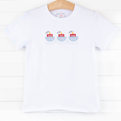 Tugboat Captain Applique Shirt, White