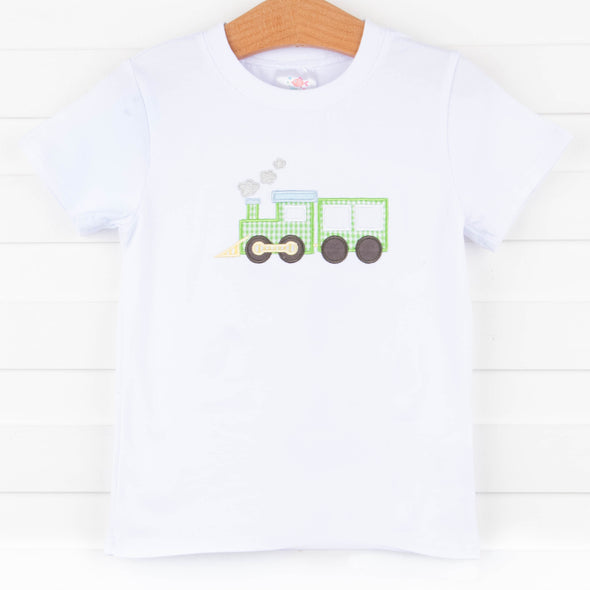 Train Time Applique Shirt, White