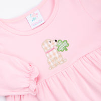 Lucky Pup Applique Dress, Pink