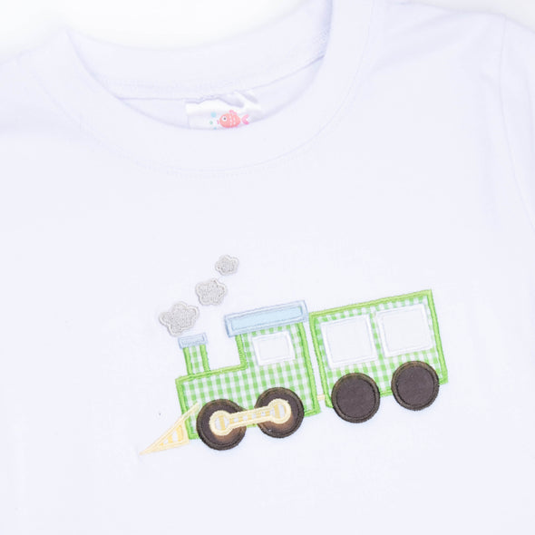 Train Time Applique Shirt, White