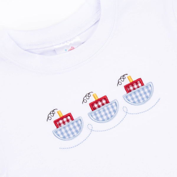 Tugboat Captain Applique Shirt, White
