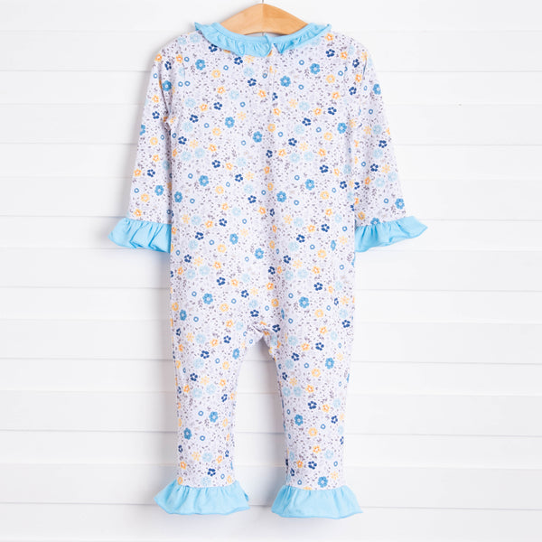 Rylie Romper, Blue and Yellow Floral