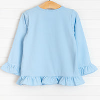 Butterfly Kisses Applique Ruffle Shirt, Blue
