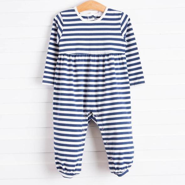 Parker Romper, Navy Stripe