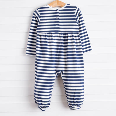 Parker Romper, Navy Stripe