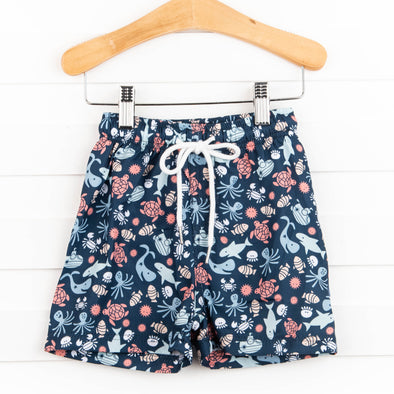 Marine Life Swim Trunks, Navy