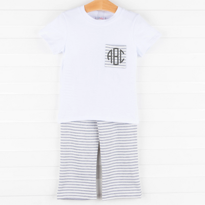 Evan Pant Set, Gray Stripe