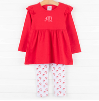 Good Morning Santa Legging Set, Red