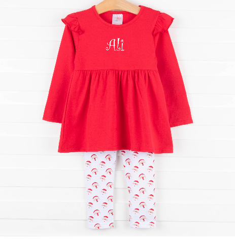 Good Morning Santa Legging Set, Red