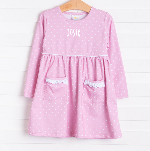 Josie Dress, Pink Bitty Dot