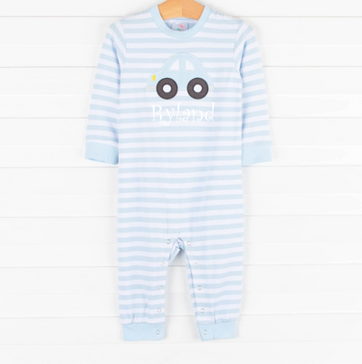Road Trip Romper, Blue Stripe