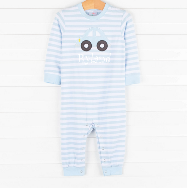 Road Trip Romper, Blue Stripe