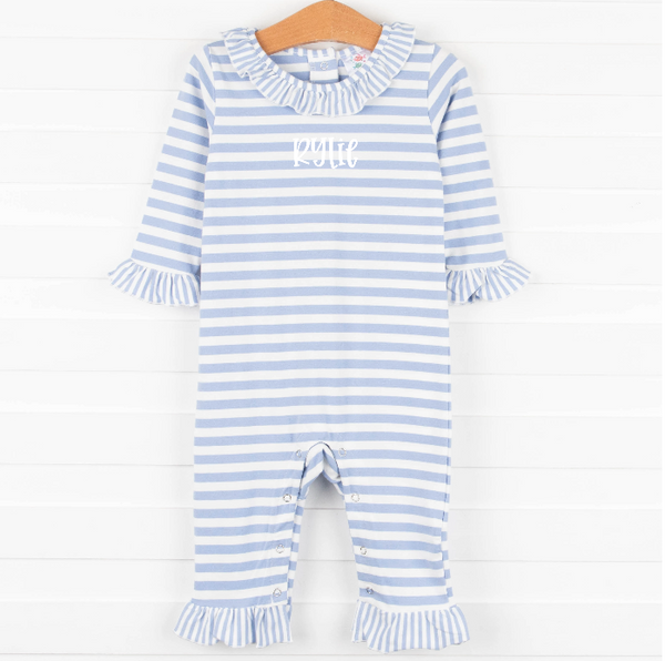 Rylie Romper, Periwinkle Stripe