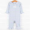 Rylie Romper, Periwinkle Stripe