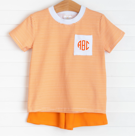 Tennessee Short Set, Bright Orange Stripe