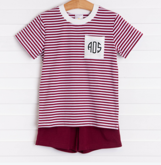 Bulldog Short Set, Maroon