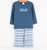 True Blue Pant Set, Blue Stripe
