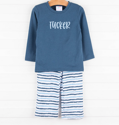 True Blue Pant Set, Blue Stripe