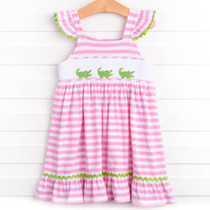 Chomp! Chomp! Smocked Dress, Pink