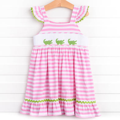 Chomp! Chomp! Smocked Dress, Pink