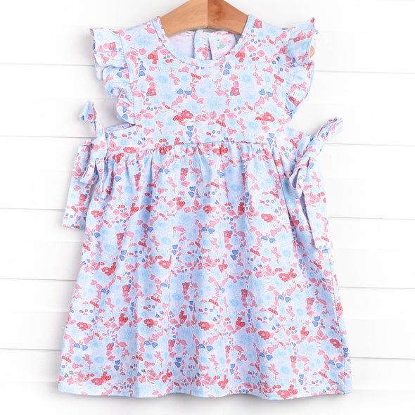 Red, White and Bloom Dress, Blue