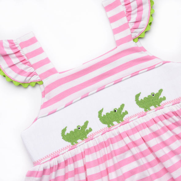 Chomp! Chomp! Smocked Dress, Pink
