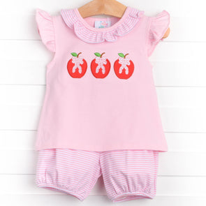 Apple-solutely Cute Applique Bloomer Set, Pink