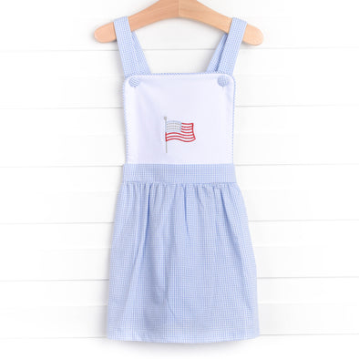 Girl's Let Freedom Ring Embroidered Dress in Blue size 12M | Stitchy Fish Girl's Let Freedom Ring Embroidered Dress in Blue size 12M | Stitchy Fish